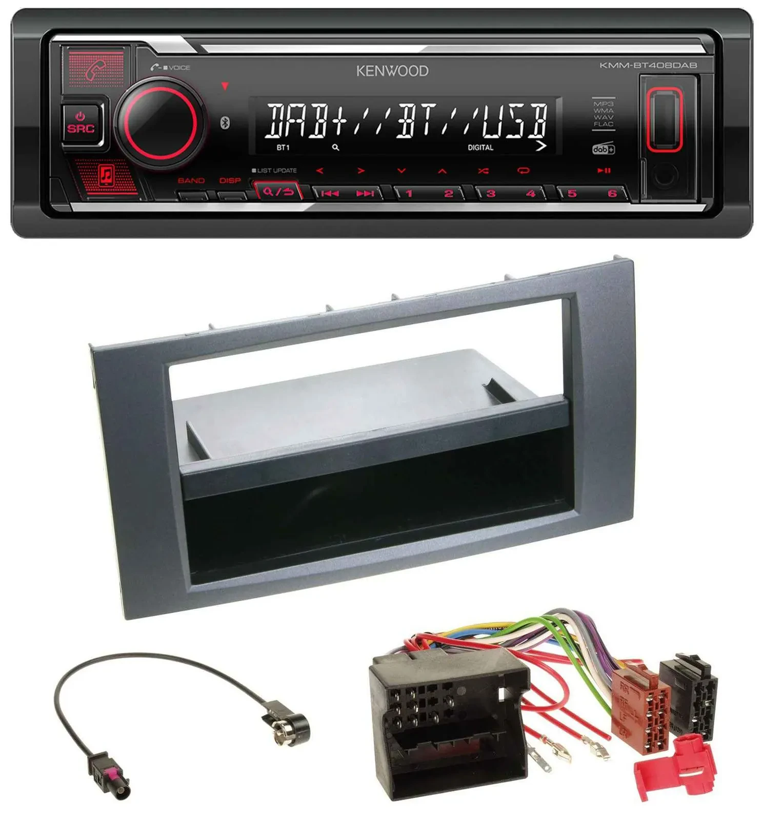 Автомагнитола Kenwood MP3 Bluetooth USB DAB для Ford Focus/C-Max/Galaxy/S-Max (2003–2007)