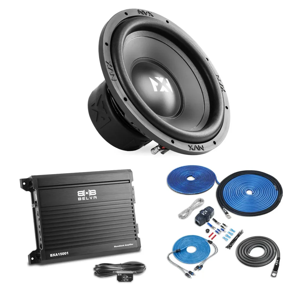 Сабвуферный комплект для авто NVX NSW122v3 12" двухкатушечный 2 Ом + Belva BXA15001 + XKIT82 (набор, 3 шт.)