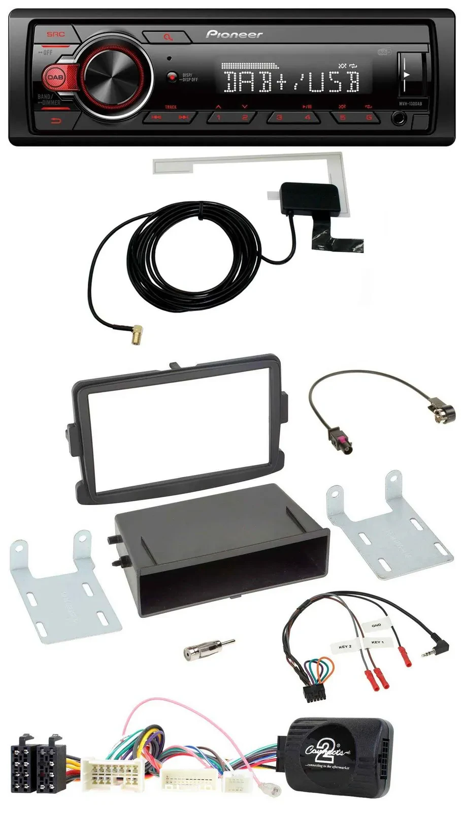 Pioneer 1DIN MP3 DAB USB Lenkrad Autoradio für Dacia Dokker Duster Lodgy ab 12 s