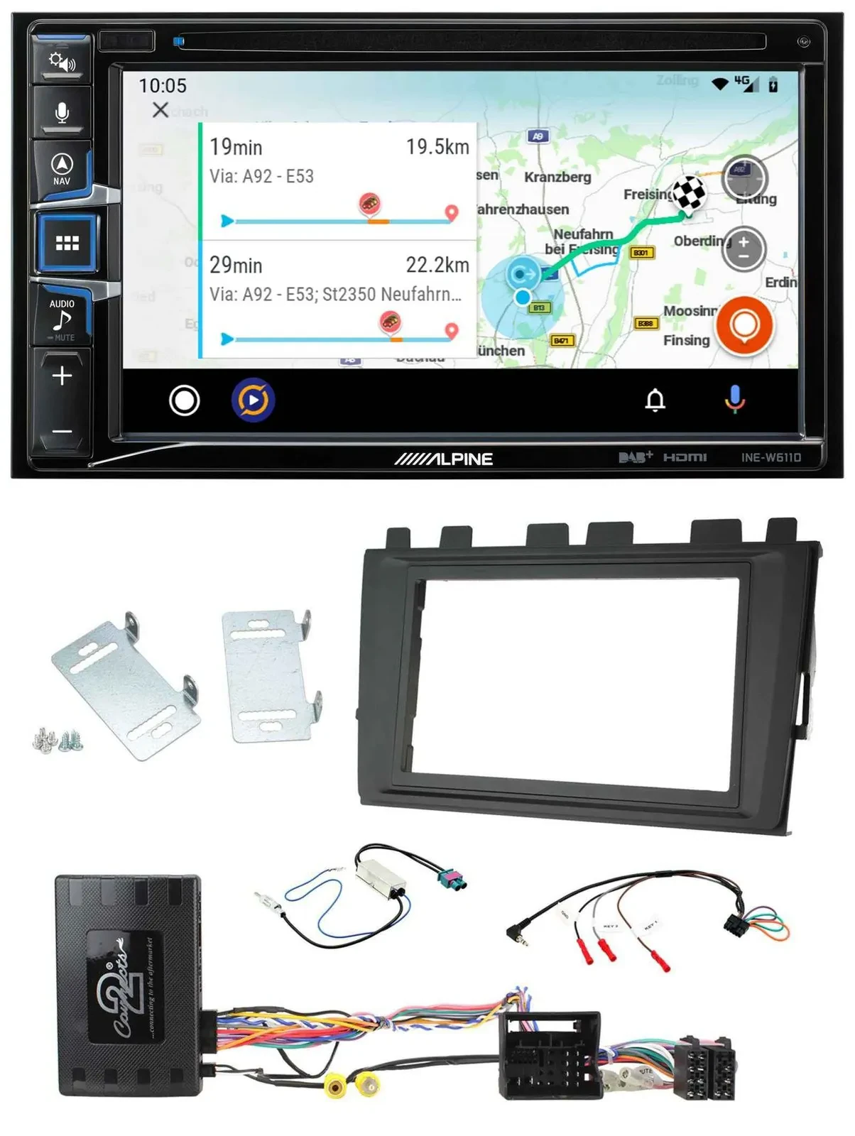 Alpine Bluetooth TMC USB DAB 2DIN Lenkrad Navigation für VW Polo ab 2018 MIB II