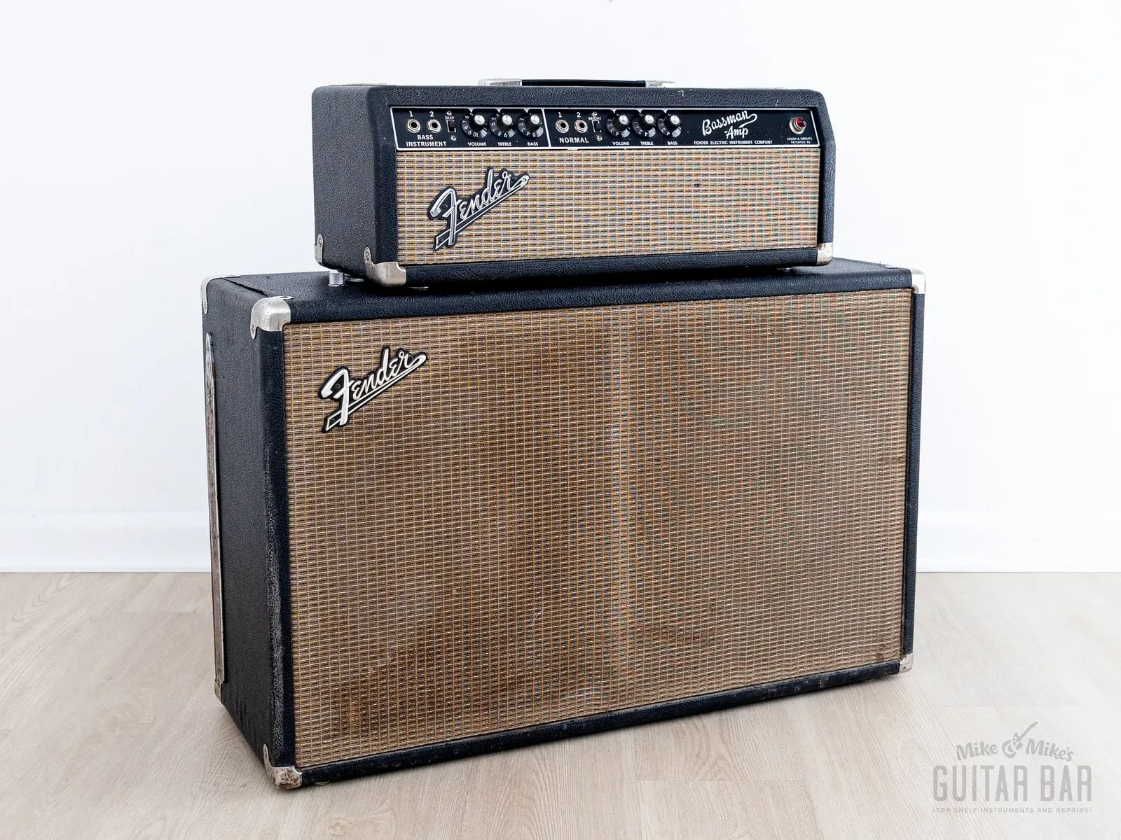 1965 Fender Bassman Black Panel AA165 Pre-CBS Vintage Tube Amp Head & 2x12 Cab