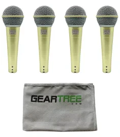 Barton B508A The Gold Standard Dynamic Vocal Microphone, 4-Pack w/ Polish Cloth