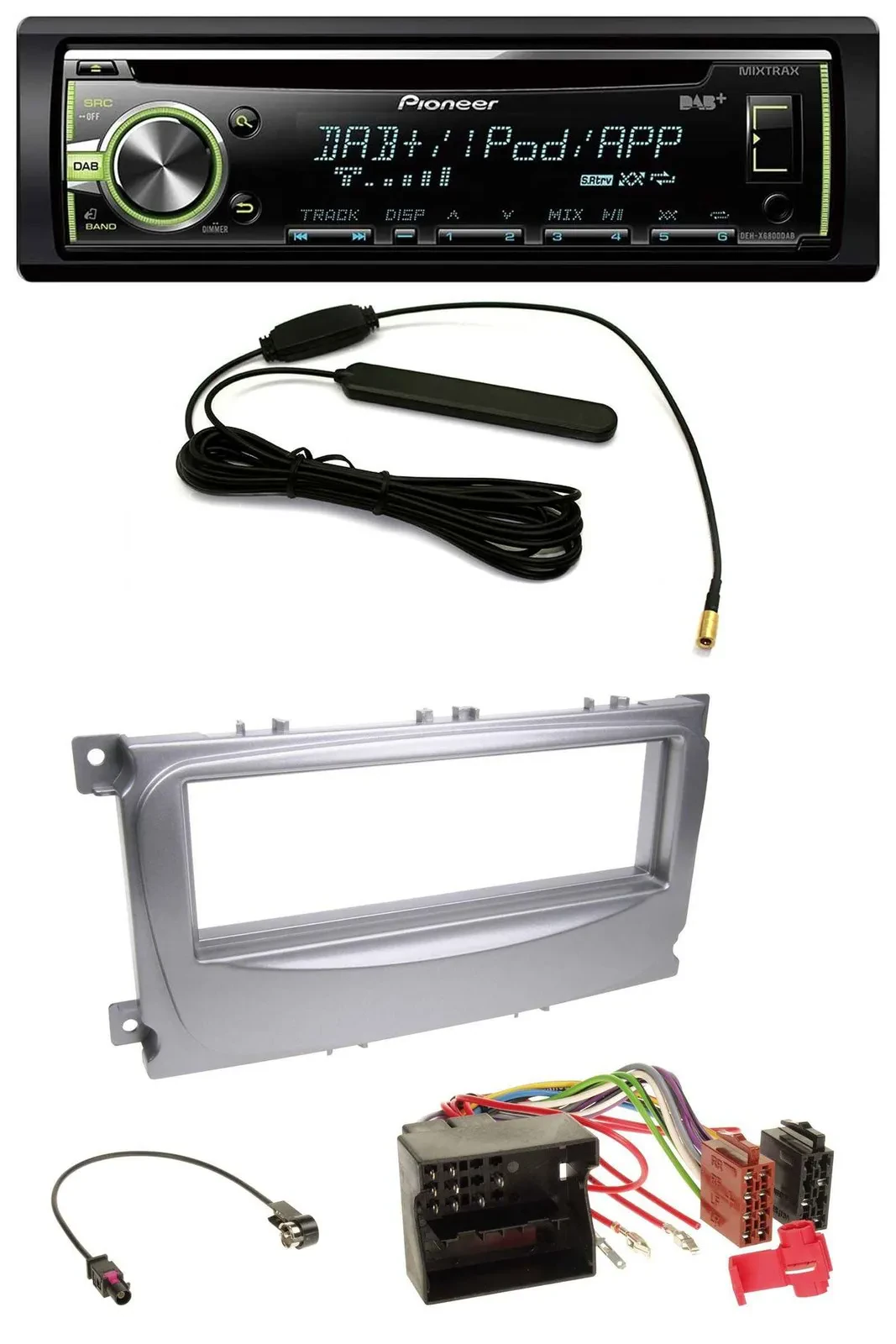 Автомагнитола Pioneer CD MP3 USB DAB AUX для Ford S-Max/Mondeo 2007–2014, серебристая