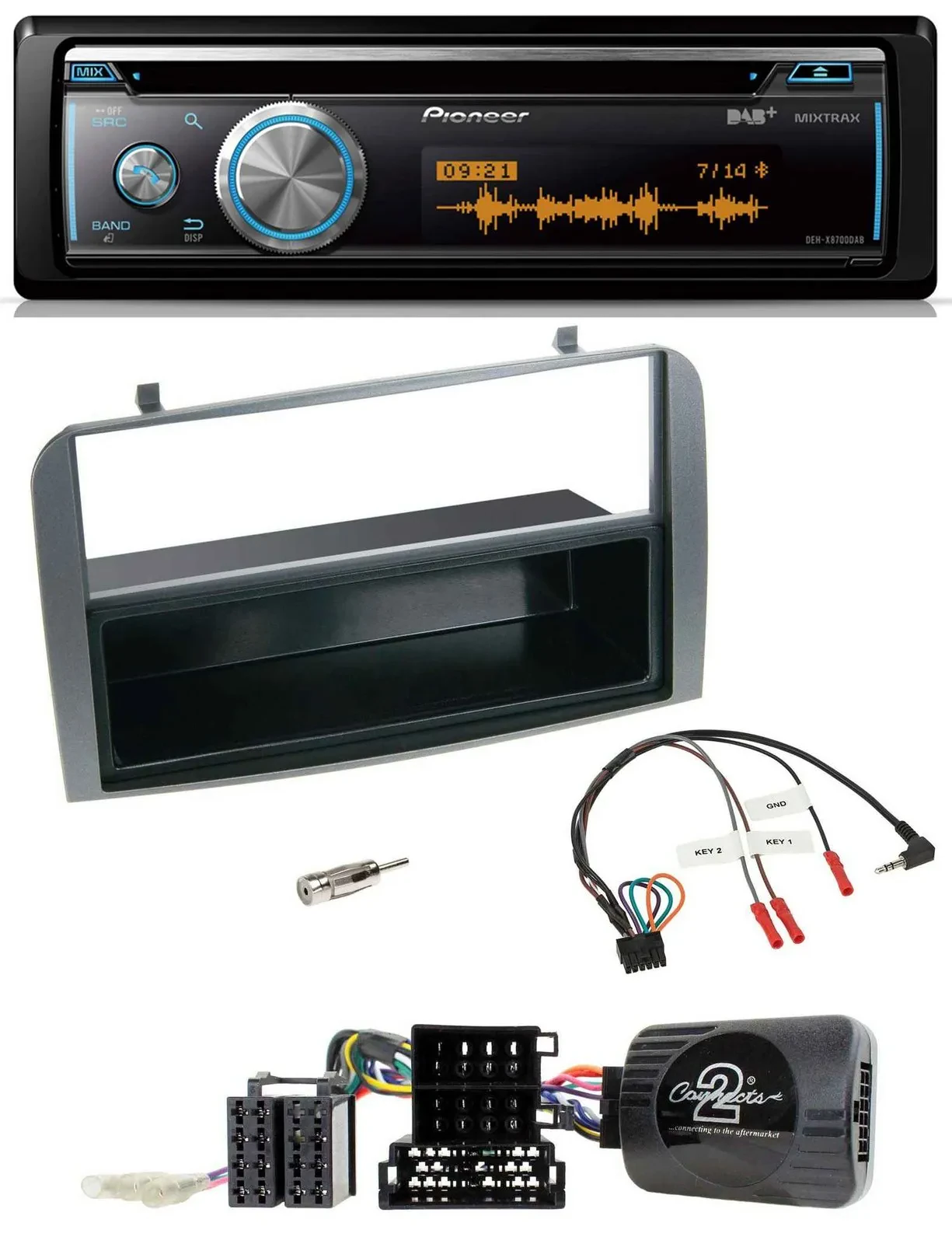Pioneer Lenkrad DAB USB CD Bluetooth Autoradio für Alfa 147 GT 07-10 anthrazit A