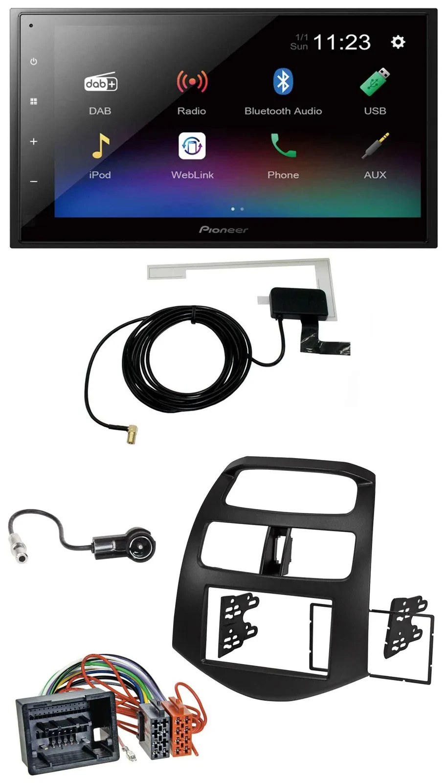 Pioneer DAB MP3 Bluetooth 2DIN USB Autoradio für Chevrolet Spark ab 2013