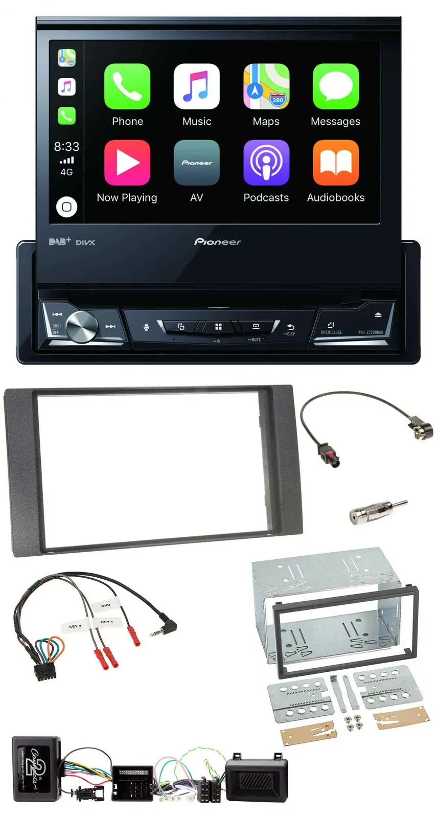 Автомагнитола Pioneer DVD, Bluetooth, DAB, USB для Ford Kuga 2008–2012, антрацит