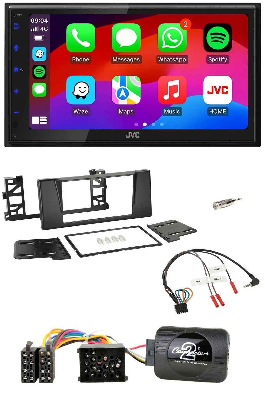 JVC Bluetooth USB Lenkrad 2DIN DAB Autoradio für BMW 5er E39 96-04 Aktivsystem