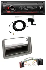 Pioneer DAB USB MP3 Bluetooth Autoradio für Fiat Panda (169 2003-2012) grau
