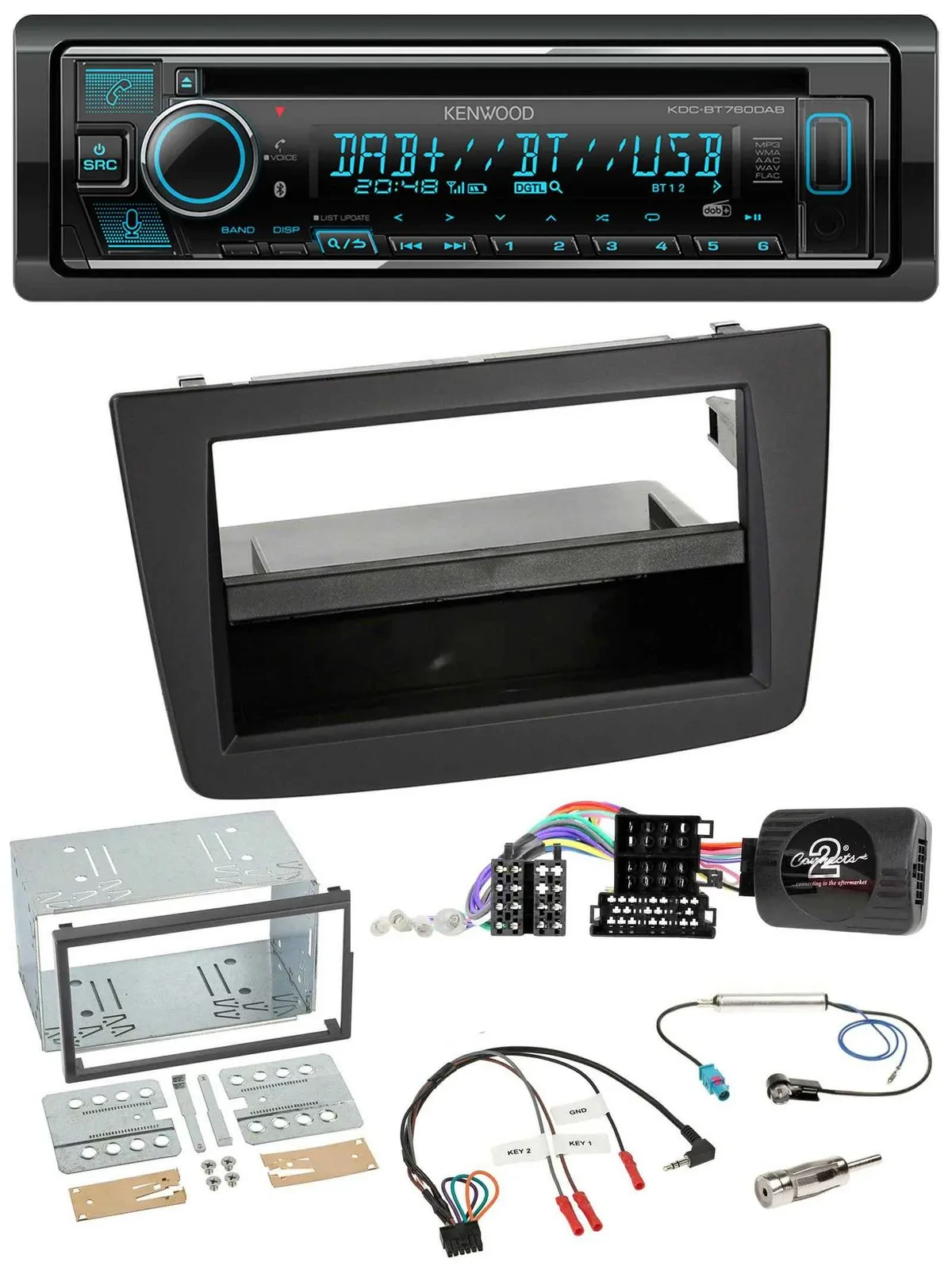 Автомагнитола Kenwood Bluetooth DAB USB CD для Alfa Romeo Mito 2008–2014 черная
