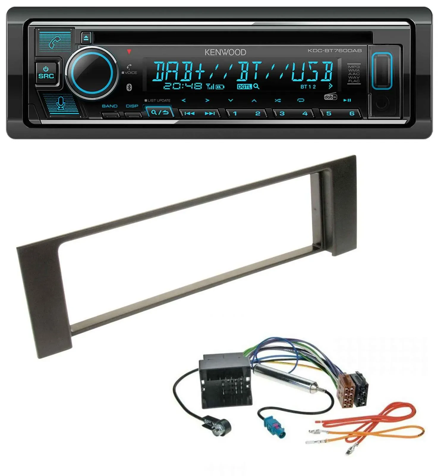 Kenwood MP3 Bluetooth DAB USB CD Autoradio für Audi A4 00-04 B6 Quadlock Fakra
