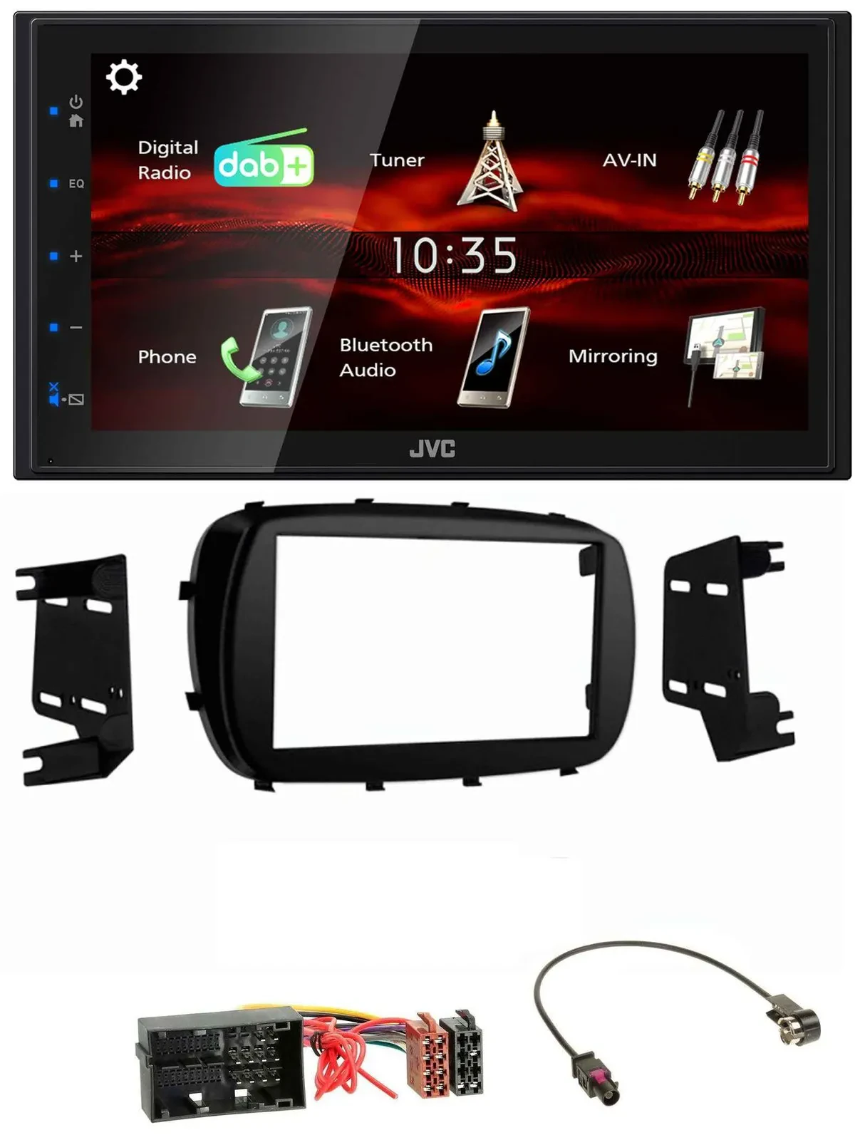 JVC USB Bluetooth MP3 DAB 2DIN Autoradio für Fiat 500X (ab 2015)