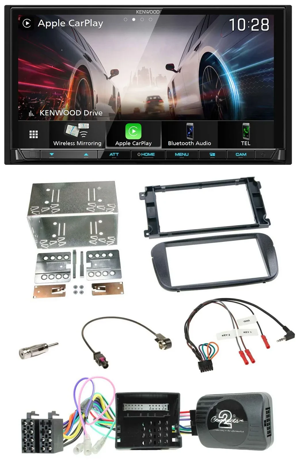 Kenwood Lenkrad 2DIN USB DAB Bluetooth Autoradio für Ford S-Max Mondeo Profi sch