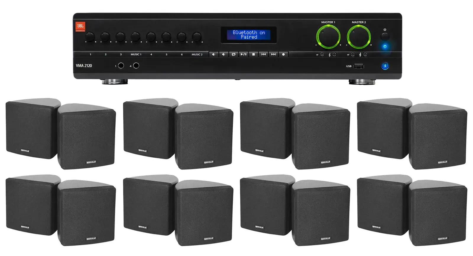 Настенная акустика JBL Cube 70v Black с усилителем (16 штук)