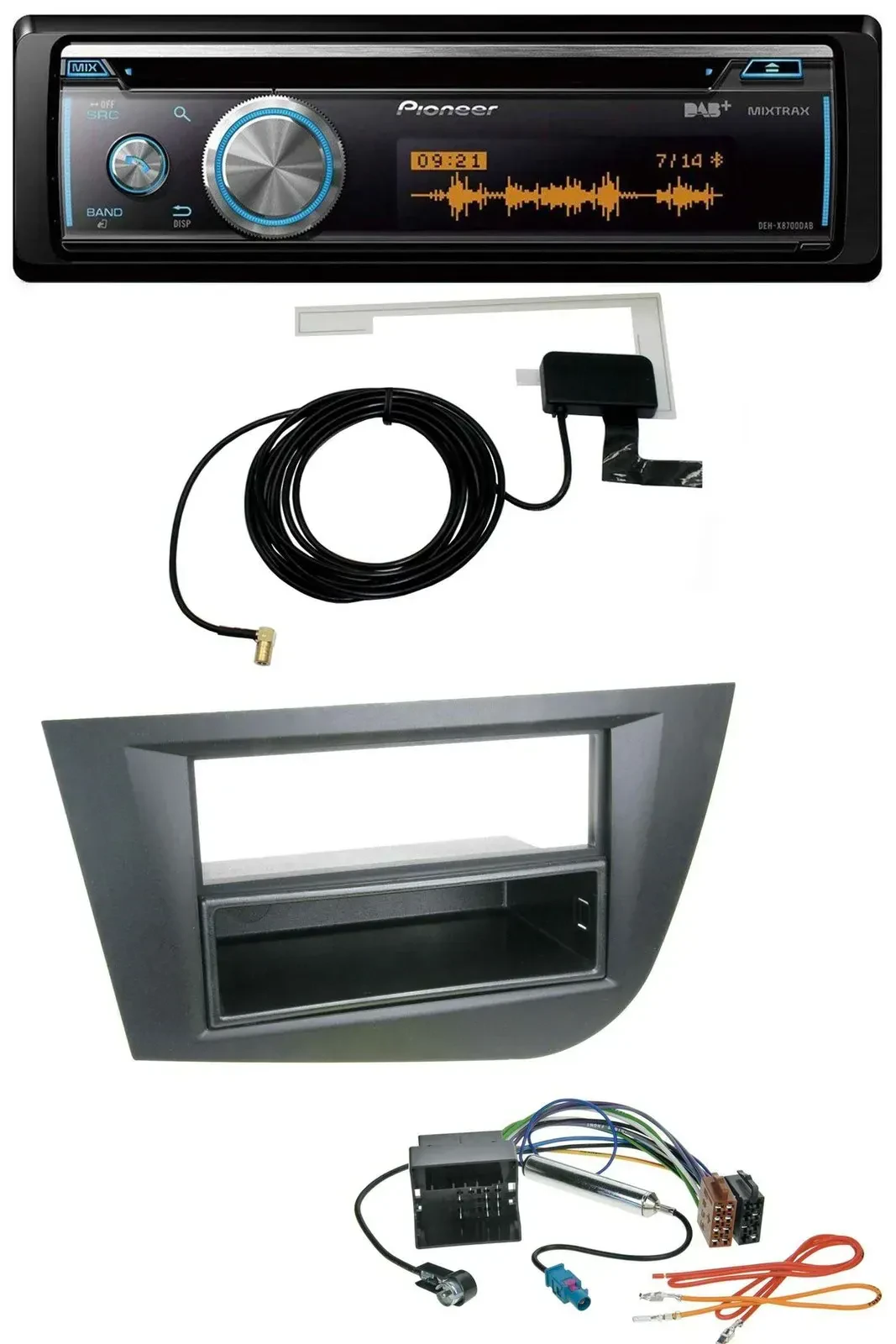 Автомагнитола Pioneer Bluetooth, DAB, MP3, USB, CD, черная, для Seat Leon (с 2005)