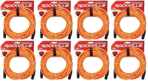 Микрофонный кабель Rockville RCXFM50P-O Orange 15.25 м (8 штук)