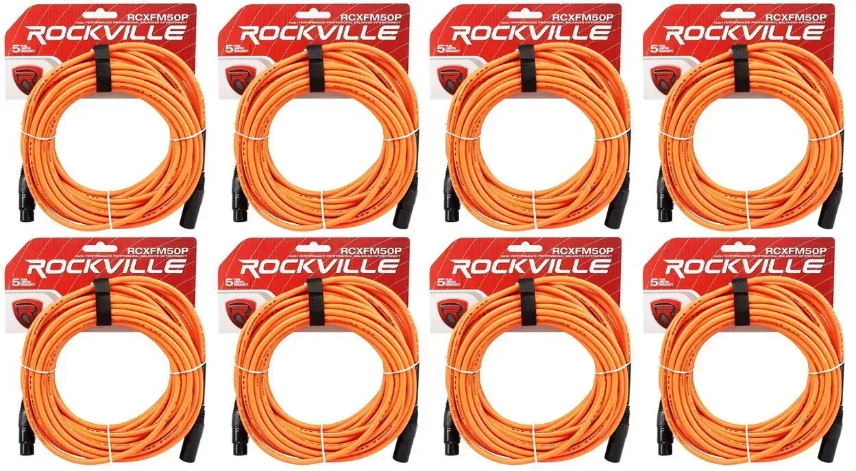 Микрофонный кабель Rockville RCXFM50P-O Orange 15.25 м (8 штук)