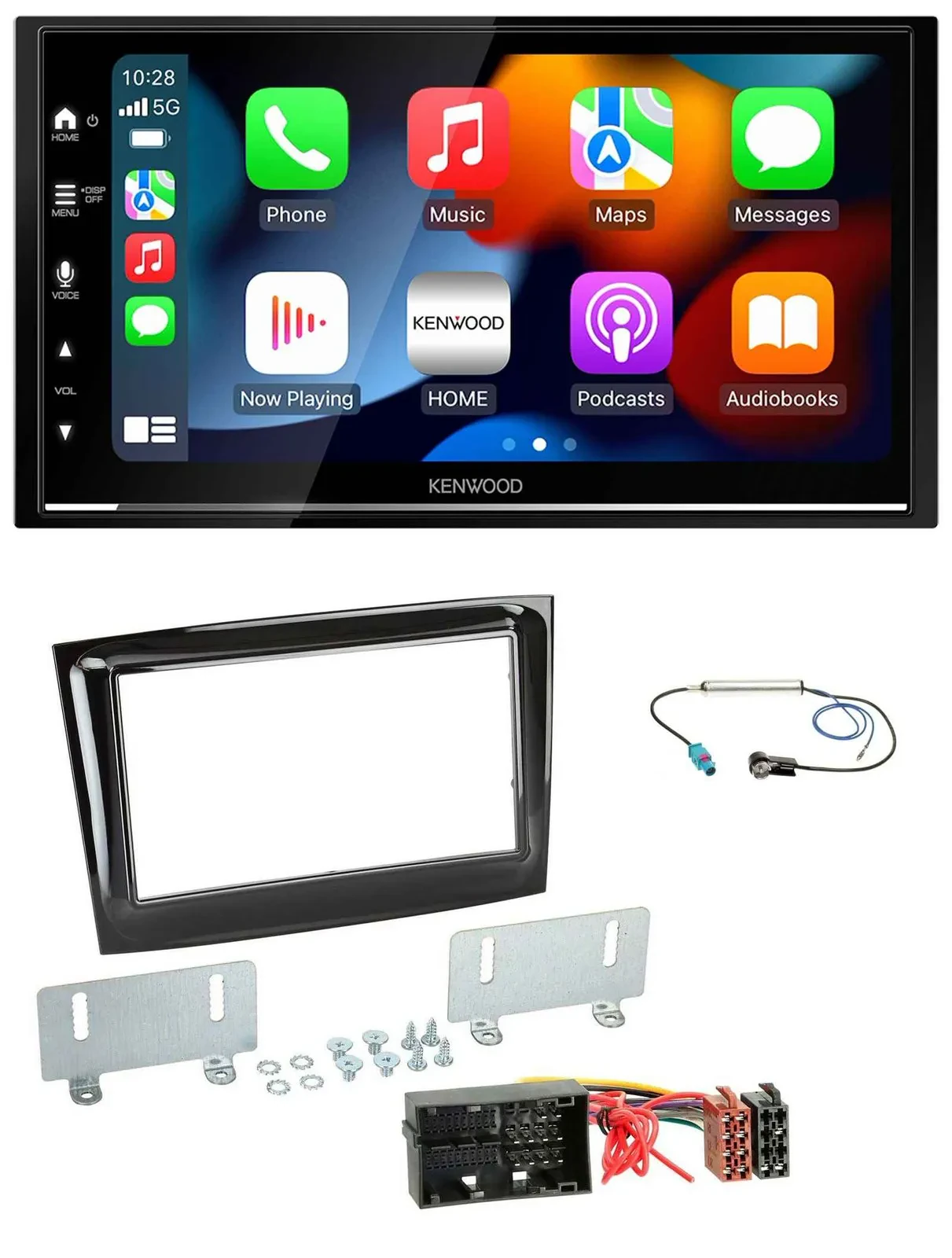 Kenwood DAB USB Bluetooth 2DIN MP3 Autoradio für Fiat Doblo ab 2015 piano schwar