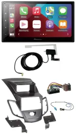 Автомагнитола Pioneer 2DIN USB Bluetooth DAB MP3 для Ford Fiesta (2010–2017) черная