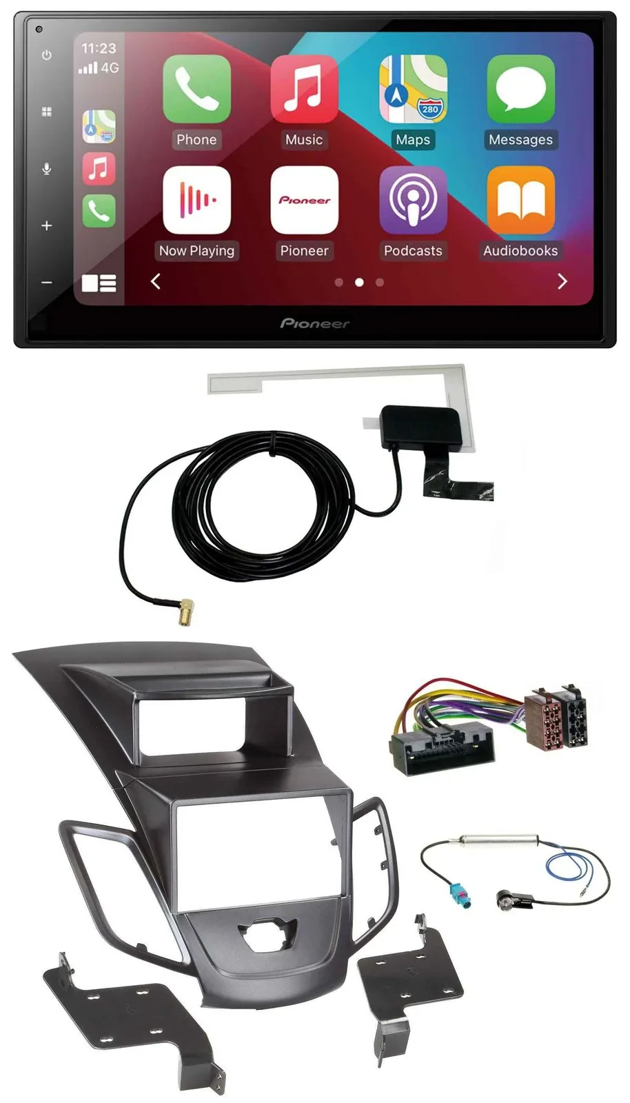 Автомагнитола Pioneer 2DIN USB Bluetooth DAB MP3 для Ford Fiesta (2010–2017) черная