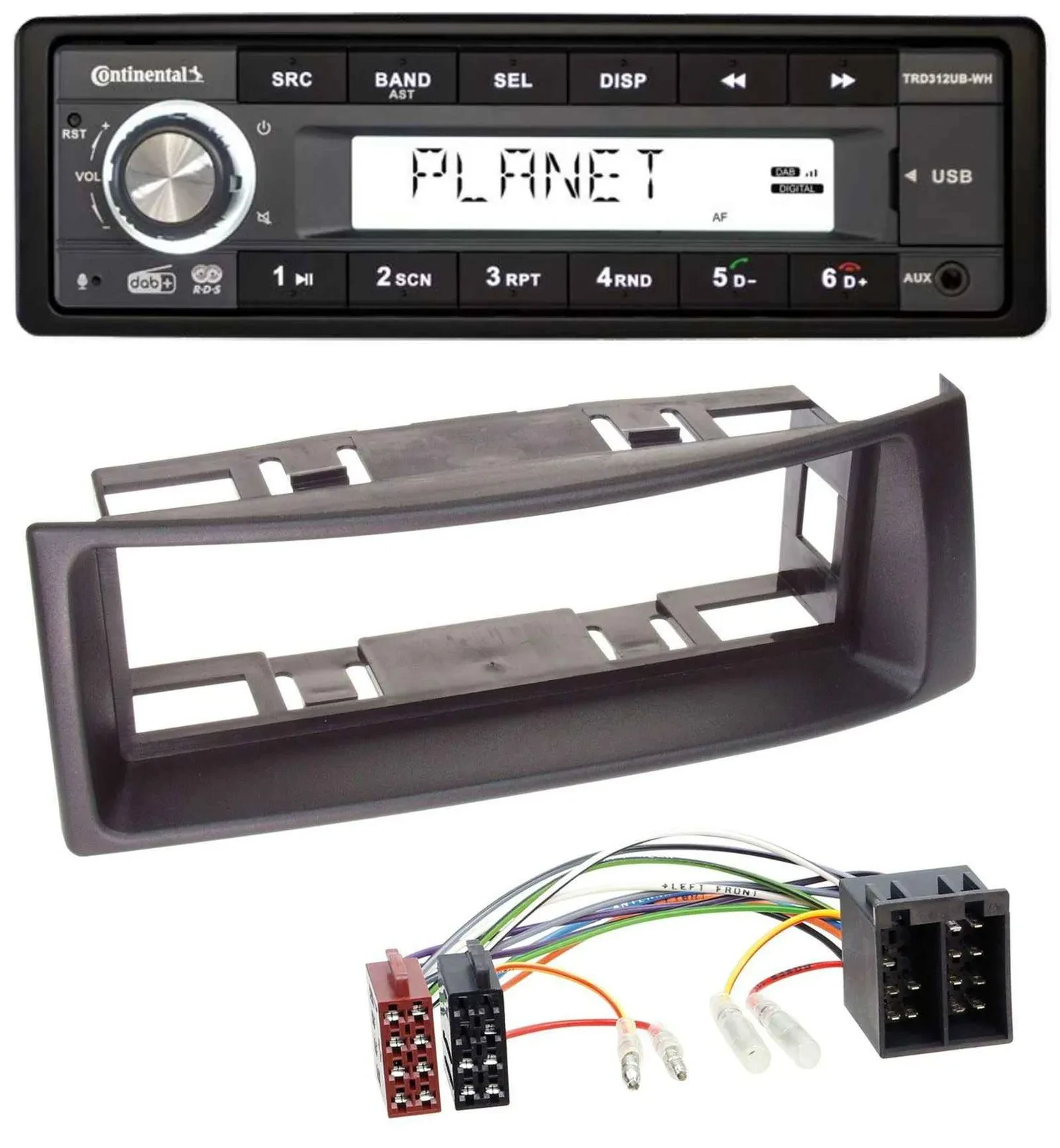 Continental USB 1DIN AUX DAB MP3 Autoradio für Renault Megane Scenic bis 03 schw