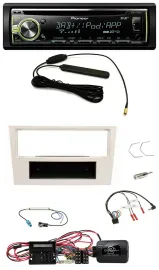 Автомагнитола Pioneer MP3 USB CD DAB, для Opel Corsa D (2009–2014), цвет перламутрово-белый, с поддержкой управления на руле