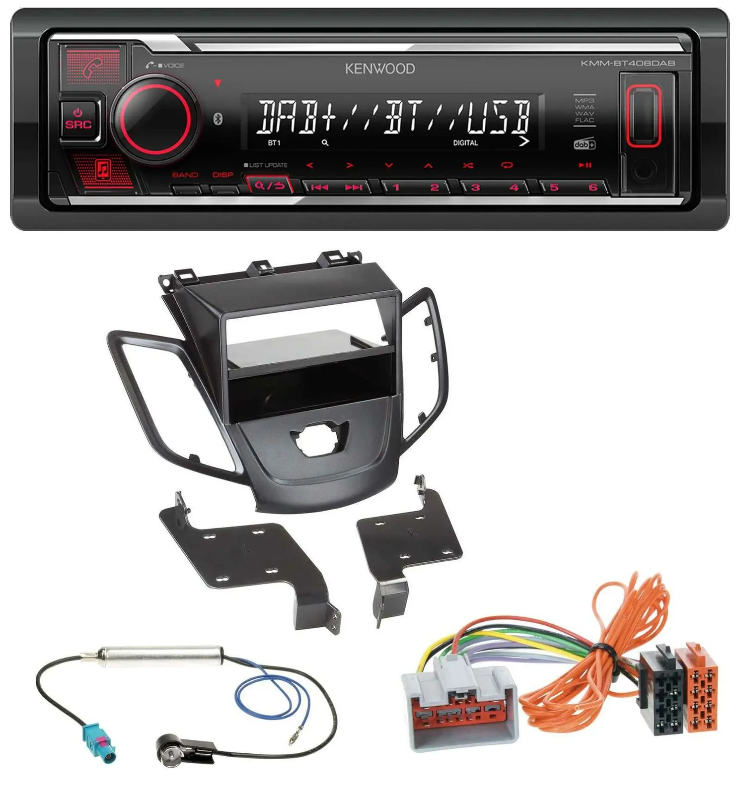 Kenwood MP3 Bluetooth USB DAB Autoradio für Ford Fiesta JA8 08-10 ohne Display s