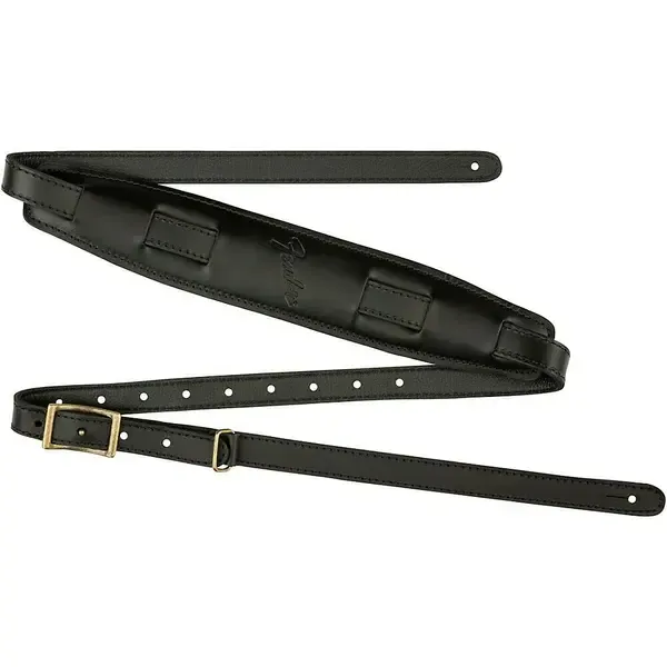 Гитарный ремень Fender Long Mustang Saddle Leather Guitar Strap Black 2.5 in.