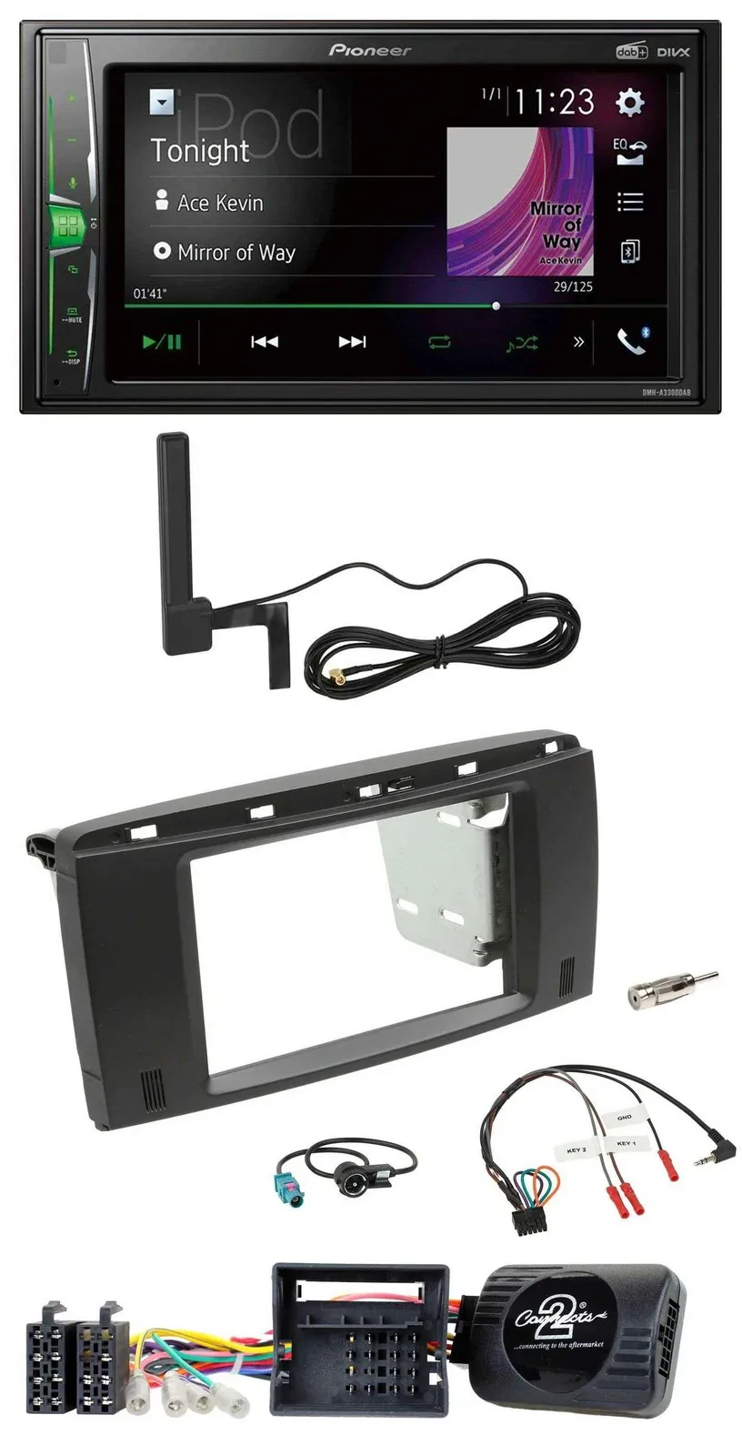 Pioneer MP3 DAB Lenkrad 2DIN Bluetooth Autoradio für Mercedes R-Klasse 2006-2012