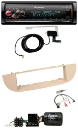 Автомагнитола для Fiat 500 (с 2007) Pioneer Bluetooth, DAB, USB, совместимая с кнопками на руле, цвет перламутрово-серый/бежевый