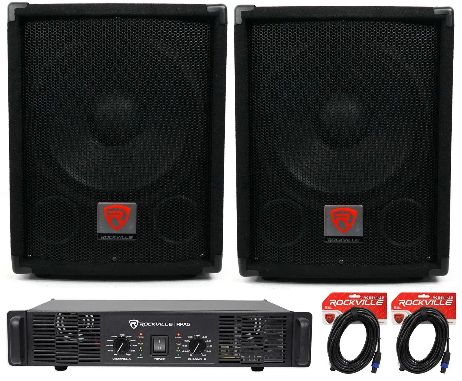 Сабвуфер пассивный Rockville SBG1128 Black 12" 600W 8 Ohm с усилителем (пара)
