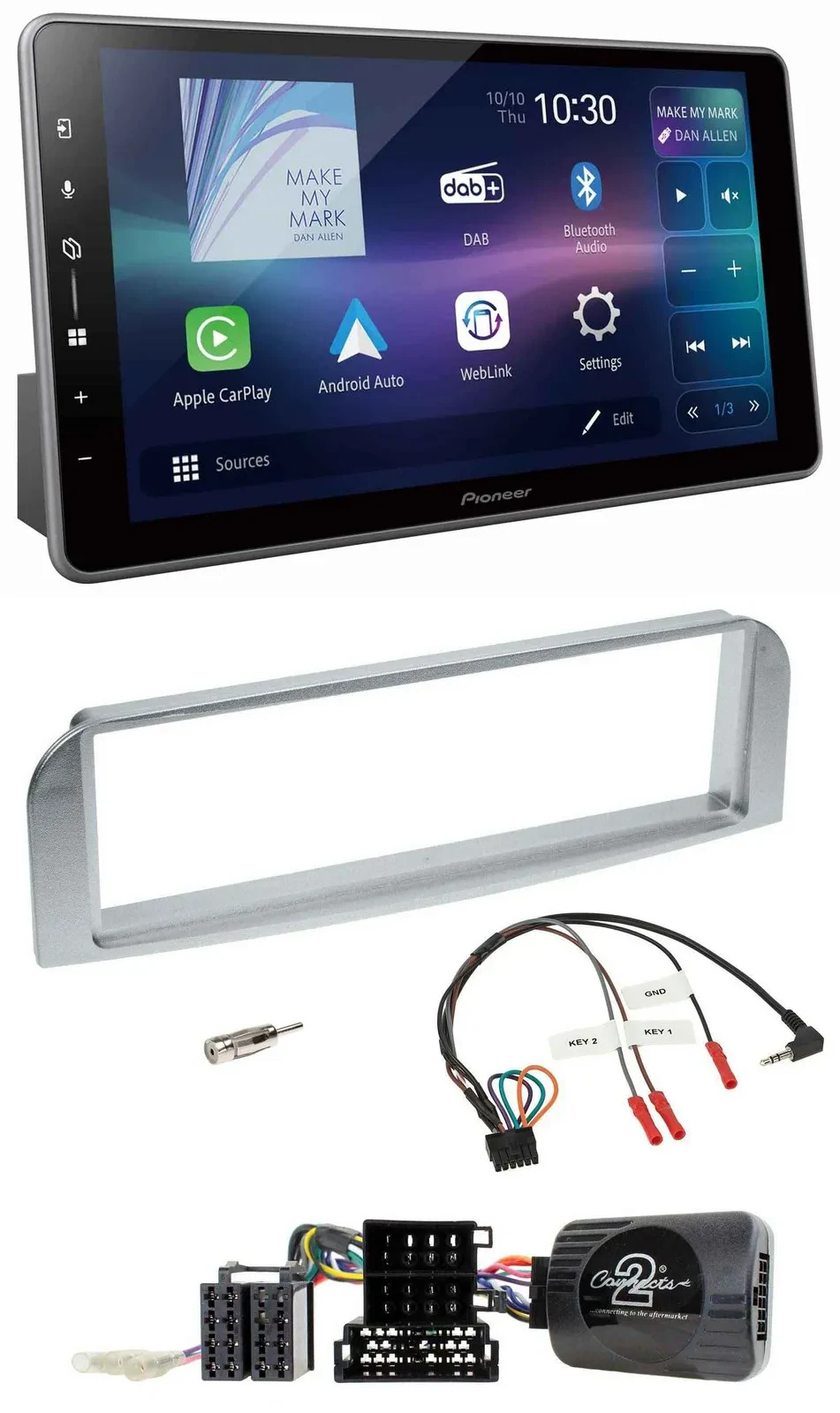 Pioneer Bluetooth USB DAB Lenkrad Autoradio für Alfa GT 147 2007-2010 silbergrau