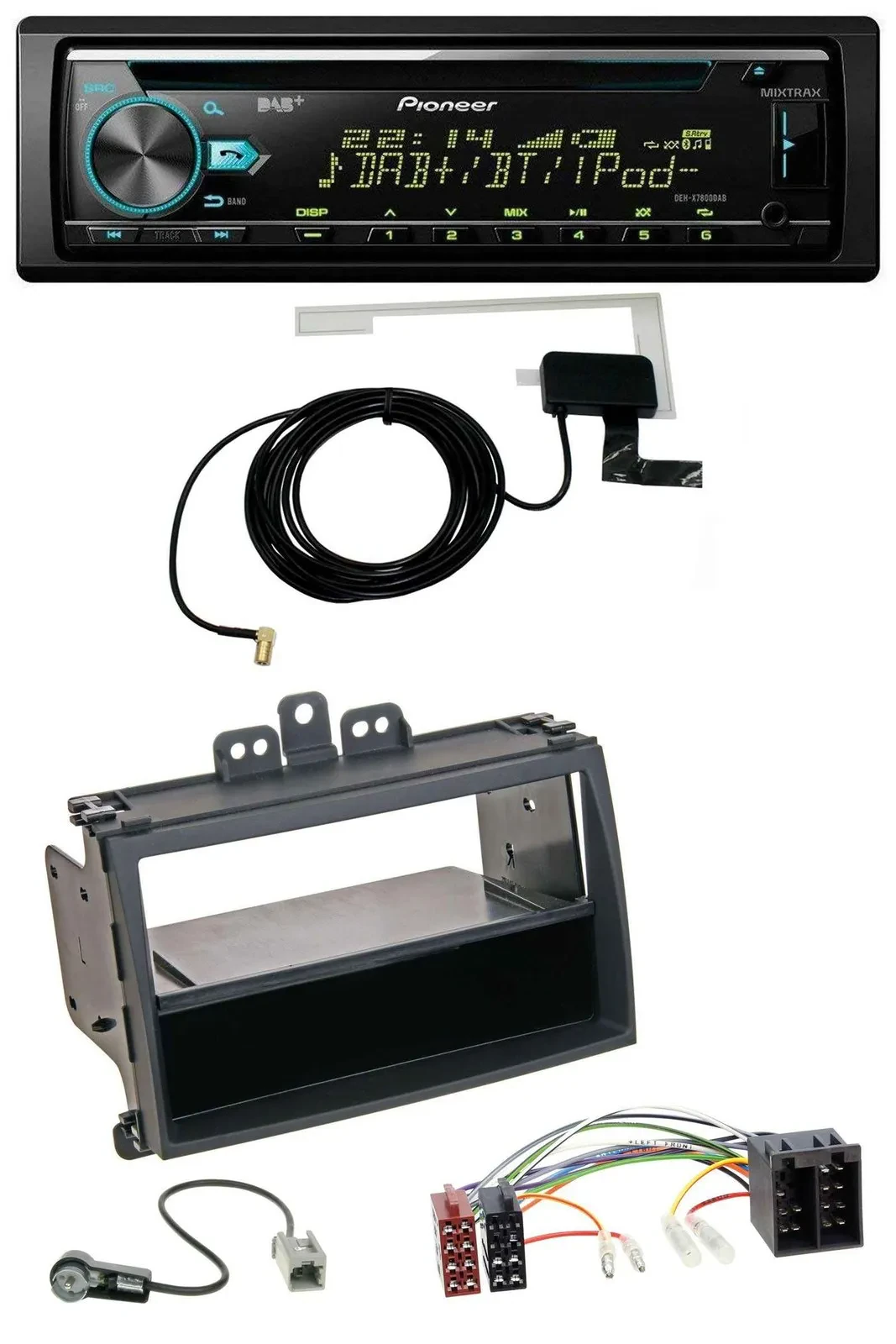 Pioneer MP3 AUX CD USB DAB Autoradio für Hyundai i20 08-11 Rubber-Touch Ablagefa