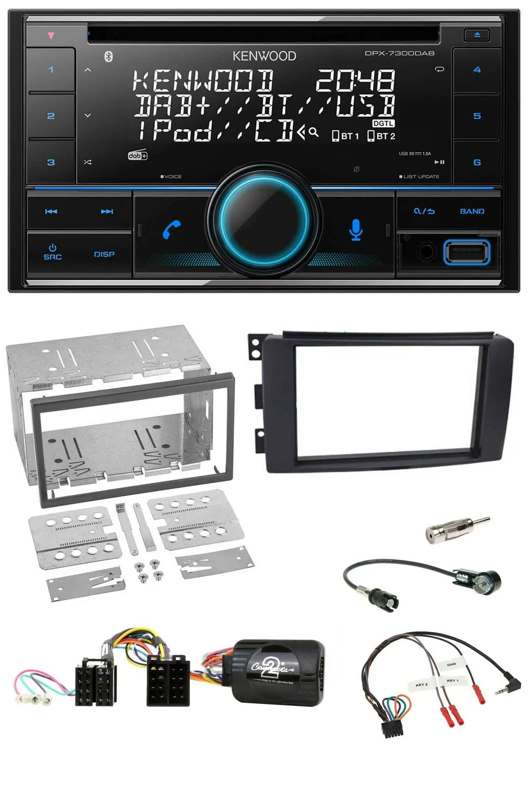 Автомагнитола Kenwood 2DIN CD DAB USB Bluetooth для Smart ForFour 2004–2006