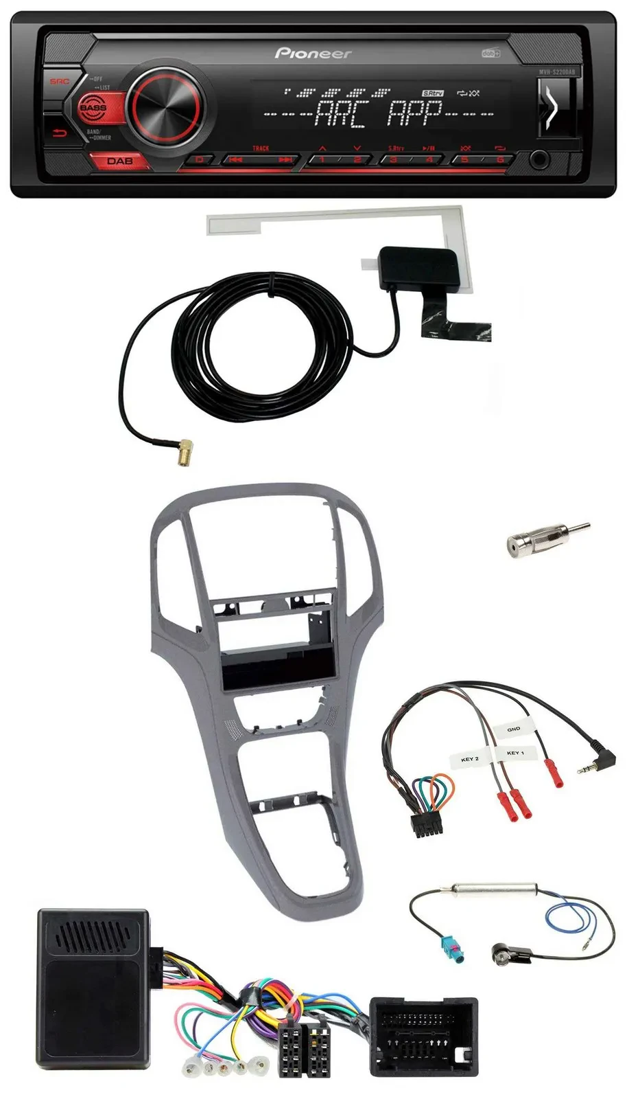 Автомагнитола для Opel Astra J (с 2009) Pioneer 1-DIN USB DAB MP3 титан серый