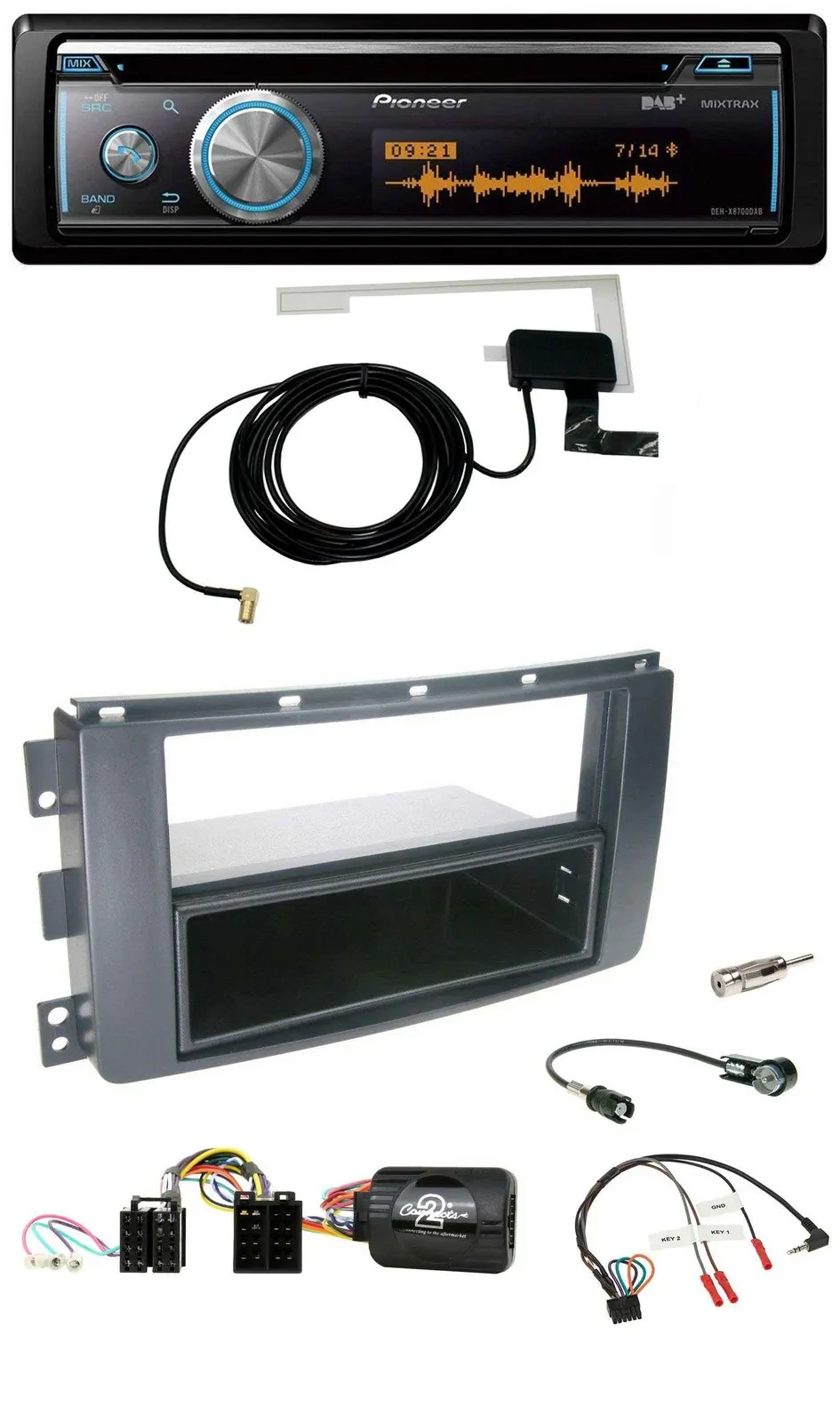 Автомагнитола Pioneer Bluetooth, DAB, USB, CD, для Smart ForFour (2004–2006), черная
