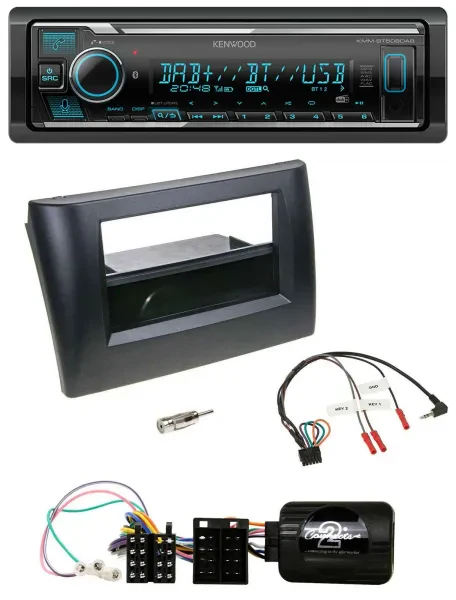 Kenwood Bluetooth Lenkrad DAB USB Autoradio für Fiat Stilo 01-07 schwarz Ablage