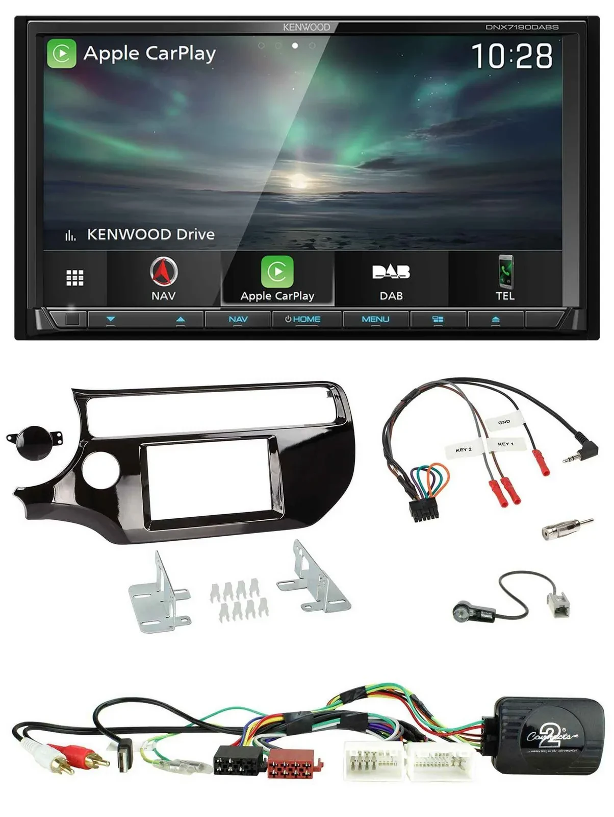 Kenwood Bluetooth USB 2DIN Lenkrad TMC DAB Navigation für Kia Rio UB ab 2015 pia