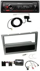 Автомагнитола для Opel Corsa C (2000–2004) Pioneer DAB, USB, Bluetooth, поддержка кнопок на руле, алюминий