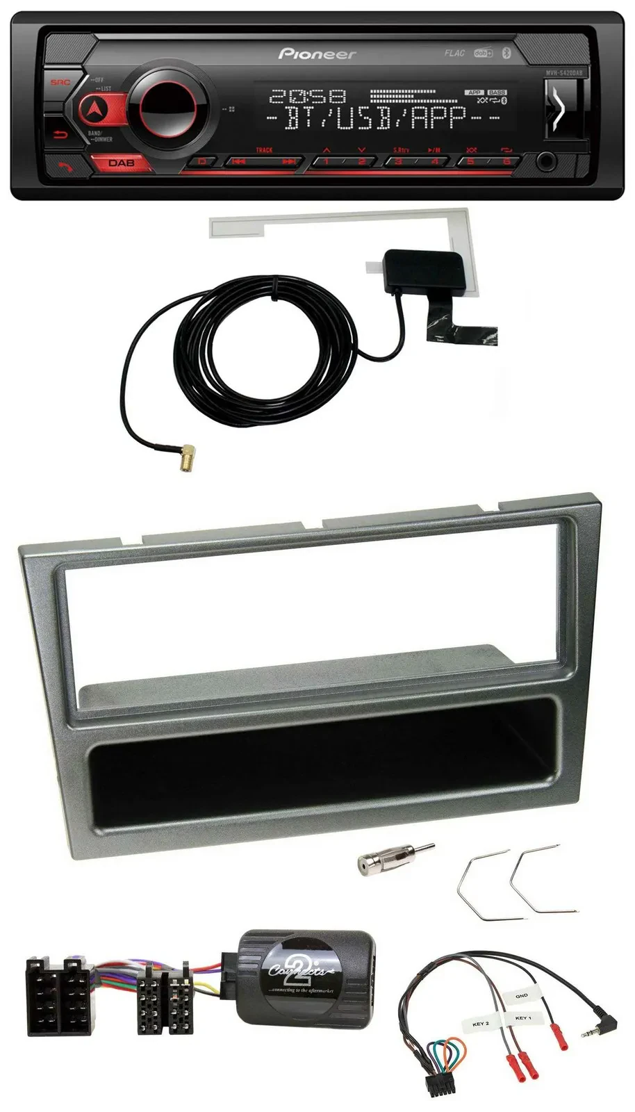 Автомагнитола для Opel Corsa C (2000–2004) Pioneer DAB, USB, Bluetooth, поддержка кнопок на руле, алюминий