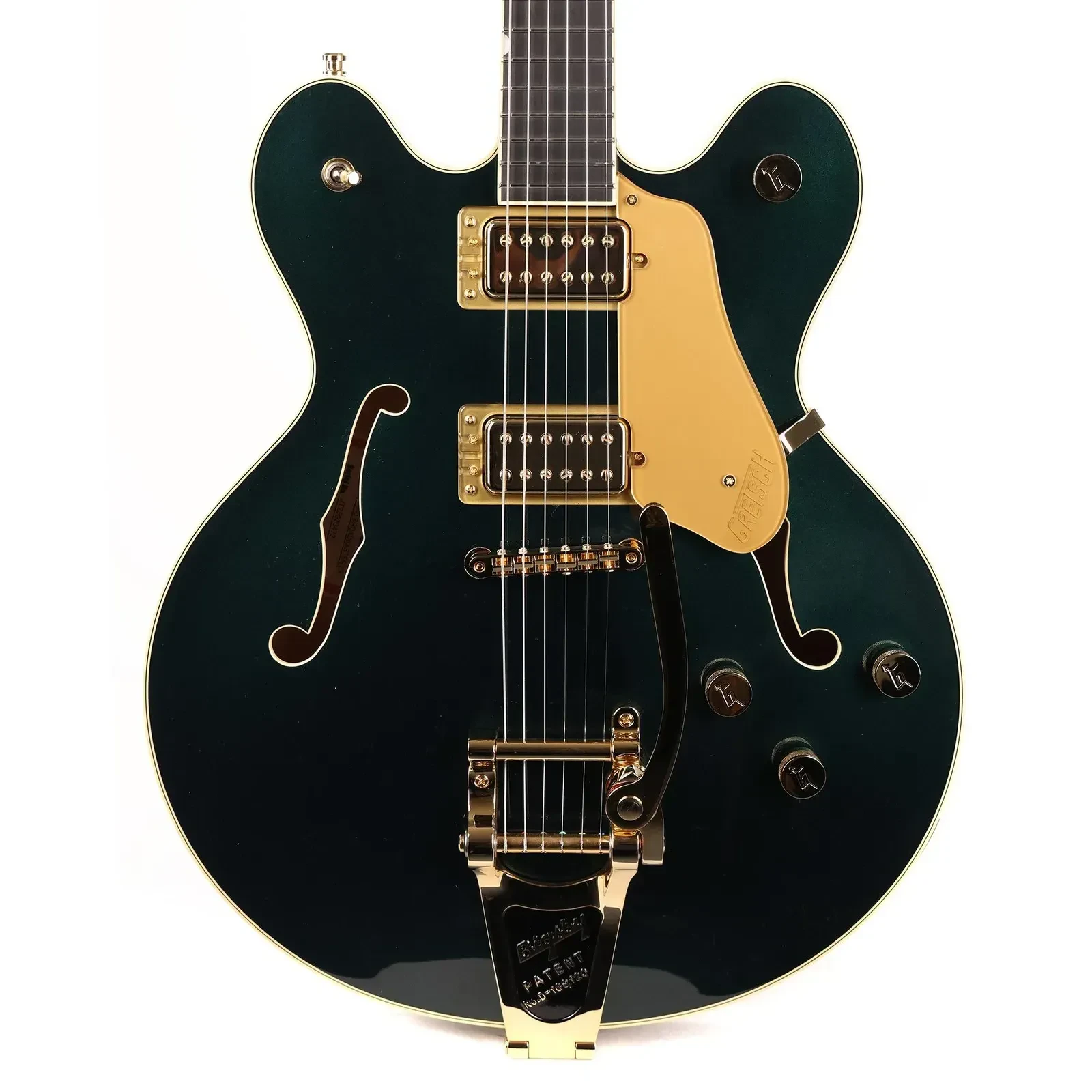 Электрогитара Gretsch Broadkaster LX Center Block with Bigsby Cadillac Green, золотая фурнитура