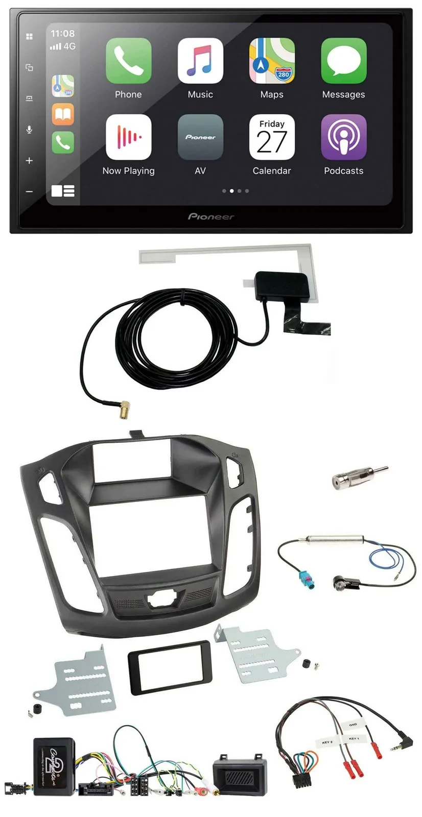 Pioneer USB Lenkrad 2DIN Bluetooth DAB Autoradio für Ford Focus 2011-2014