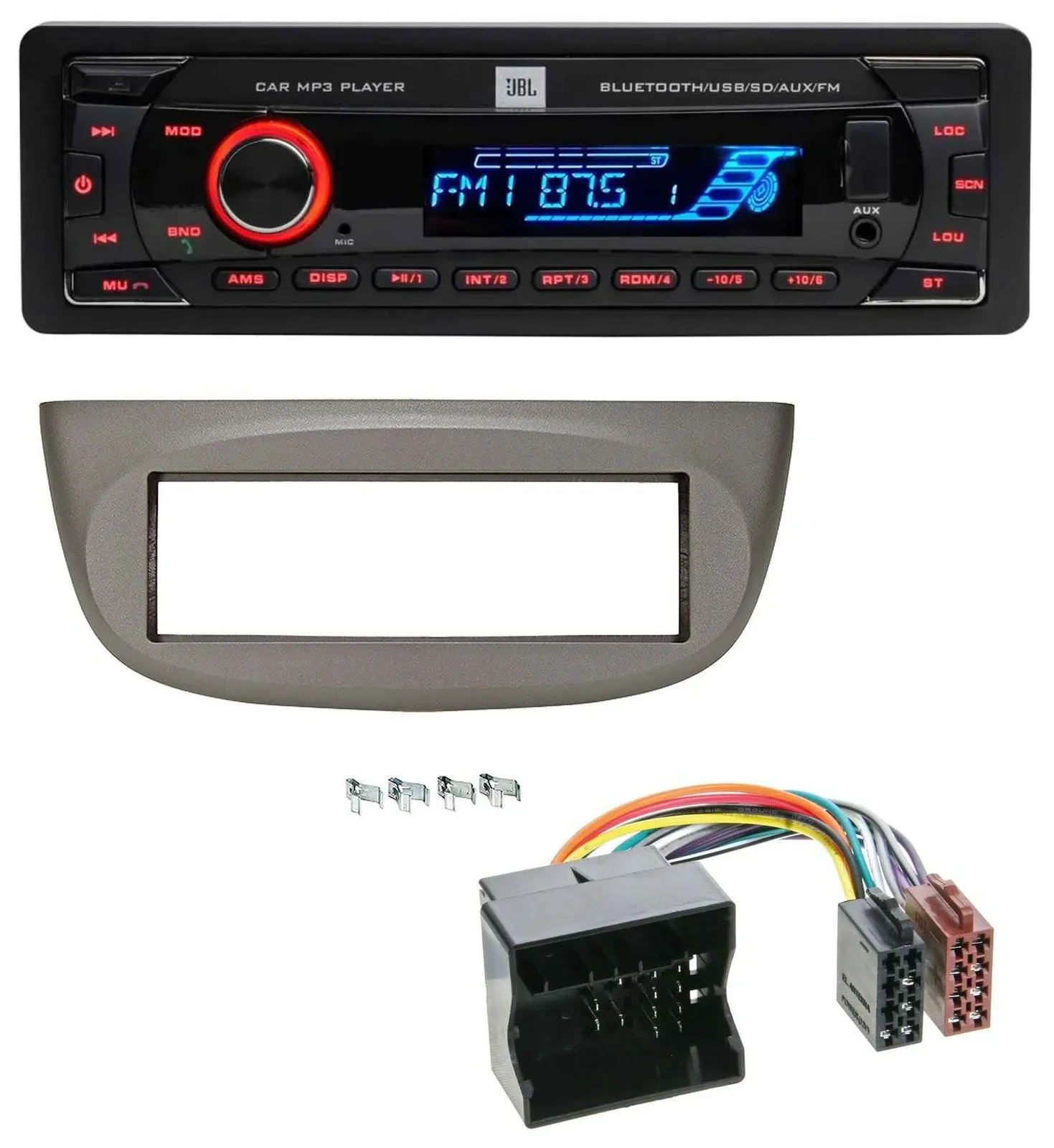 JBL AUX MP3 USB Bluetooth SD Autoradio für Renault Twingo 07-14 beige-grau