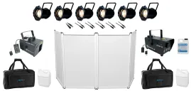 (6) American DJ PAR Z100 3k WW COB DMX Par Stage Lights+Facade+Hazer+Fogger+Bags