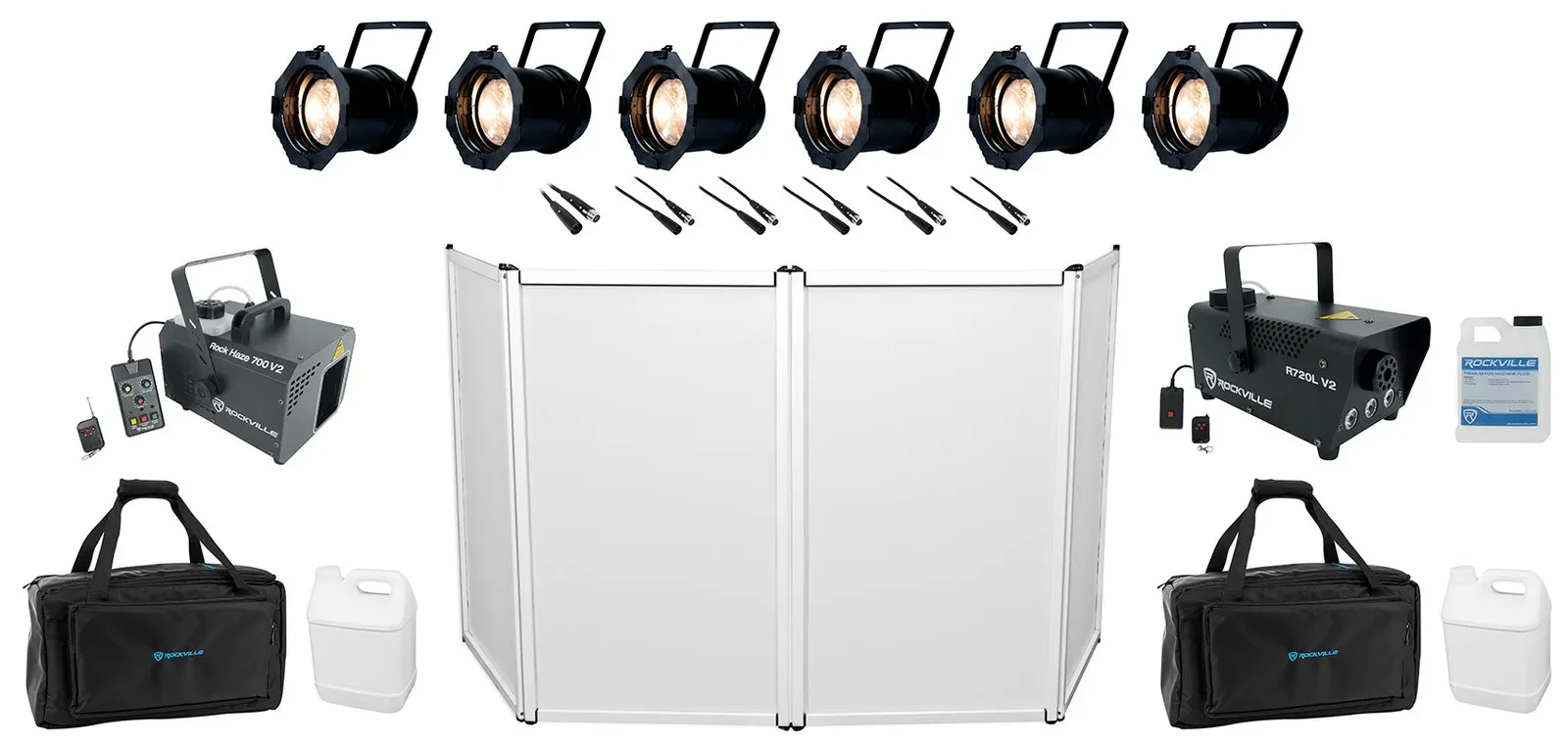 (6) American DJ PAR Z100 3k WW COB DMX Par Stage Lights+Facade+Hazer+Fogger+Bags
