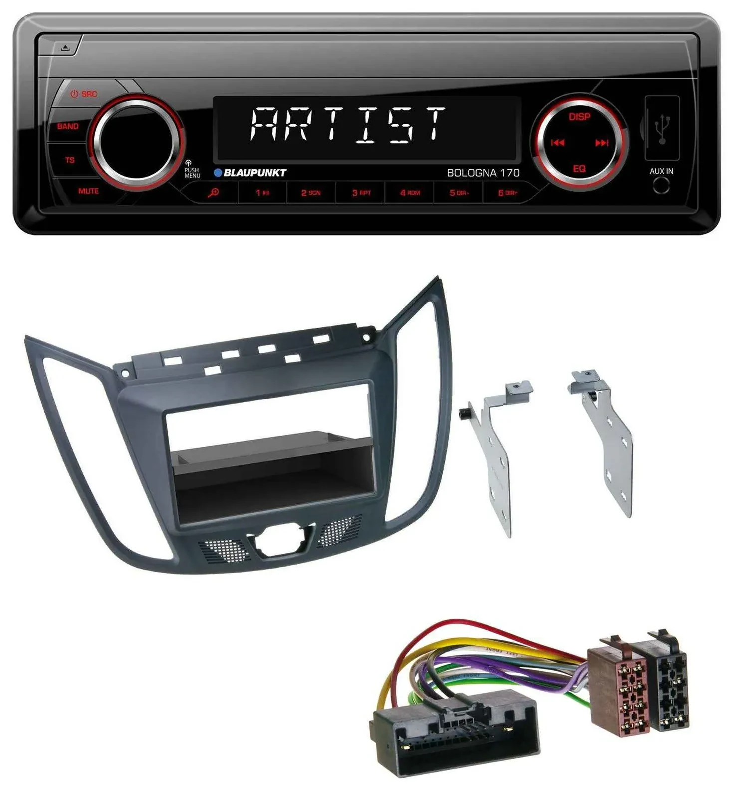 Blaupunkt SD USB 1DIN MP3 AUX Autoradio für Ford C-Max / Kuga - dunkelgrau
