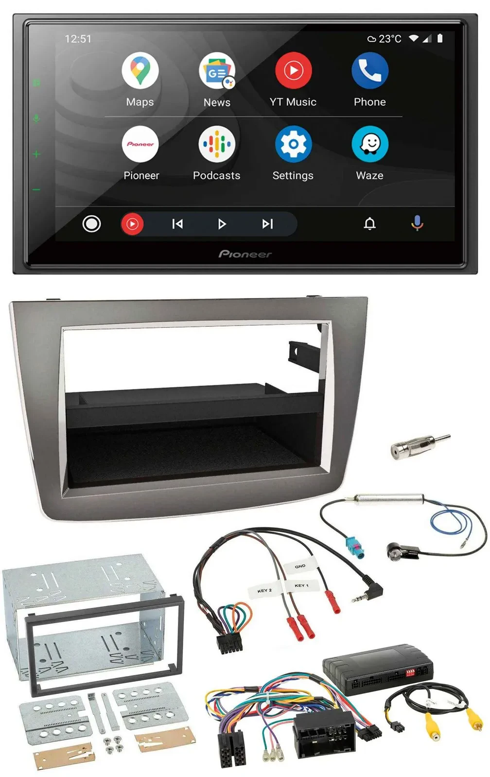 Pioneer USB 2DIN DAB Lenkrad Bluetooth Autoradio für Alfa Romeo Mito silber 14-1