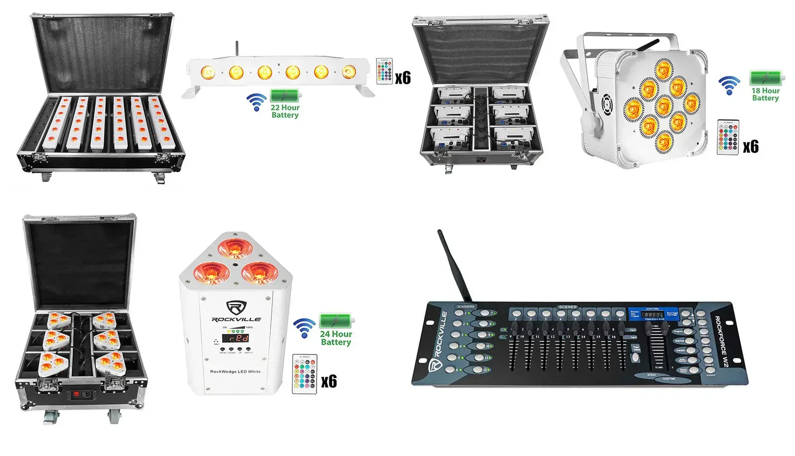 Комплект светового оборудования Rockville Strip Pack+PAR PACK+WEDGE PACK WHITE