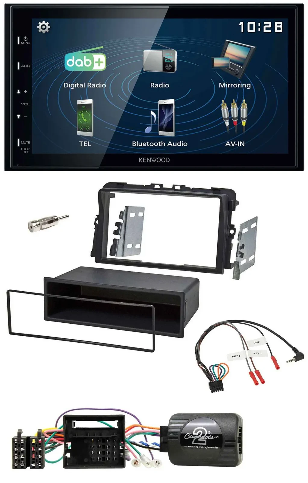 Автомагнитола Kenwood 2-DIN Bluetooth USB DAB для Opel Vivaro 2011–2015 с поддержкой кнопок на руле