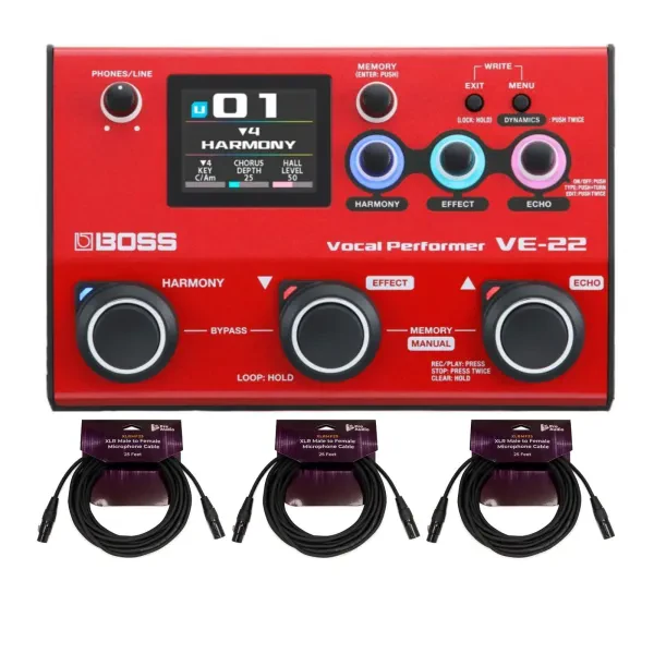Вокальный процессор BOSS VE-22 Vocal Performer с кабелями