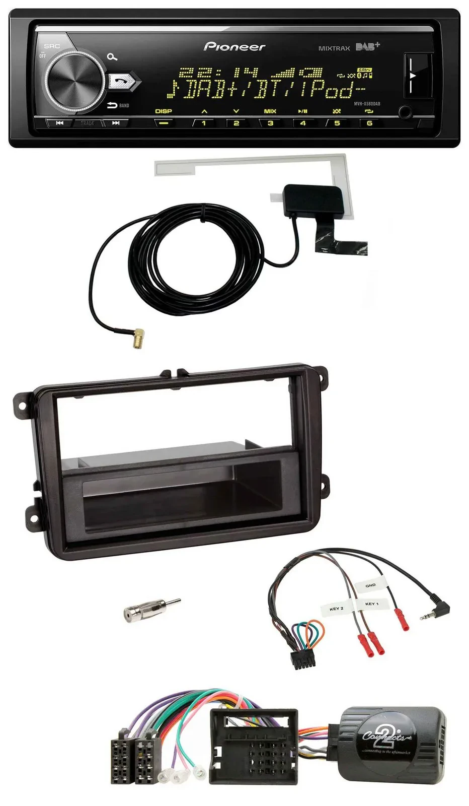 Pioneer Bluetooth DAB USB Lenkrad Autoradio für Skoda Fabia 5J 2007-2014